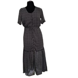 Who What Wear Black & White Polka Dot Maxi Dress Small